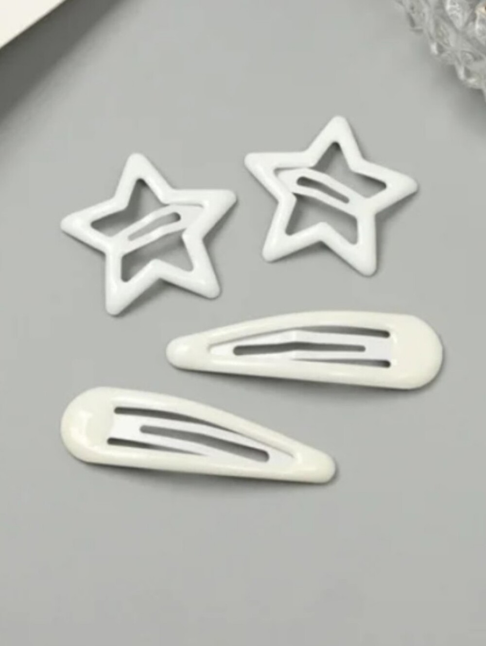 Women’s White Star & Snap Hair Clip Set - Minimal Chic